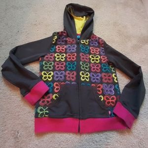 Girls Multicolored Zip Up Hooded Jacket Sz. M(7/8)